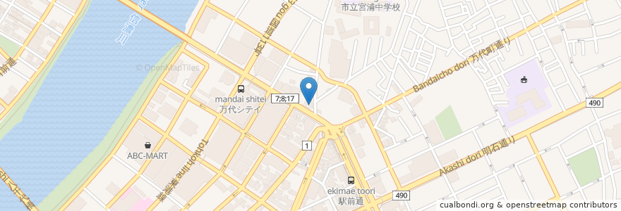 Mapa de ubicacion de 万代内科 en 日本, 新潟県, 新潟市, 中央区.