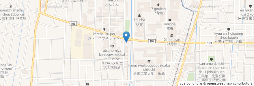 Mapa de ubicacion de チャーシュー亭工大前店 en Jepun, 石川県, 野々市市.