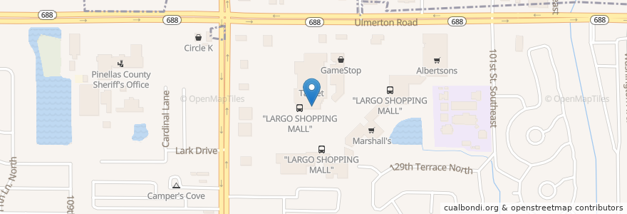 Mapa de ubicacion de Oishii Fondue Hotpot and Sushi Bar en アメリカ合衆国, フロリダ州, Pinellas County, Largo.