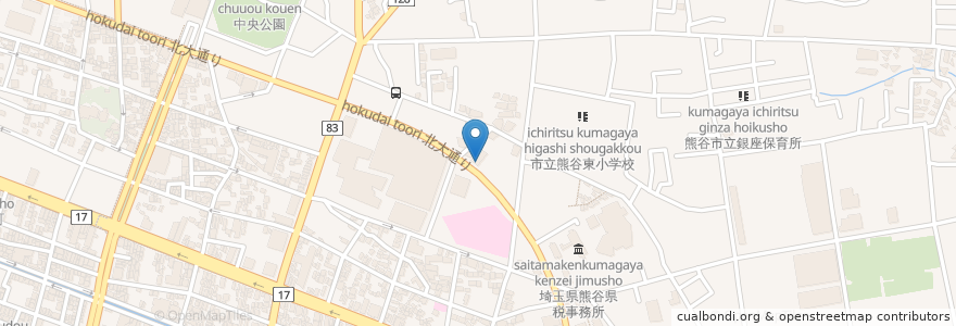 Mapa de ubicacion de 中央消防署 en 日本, 埼玉県, 熊谷市.