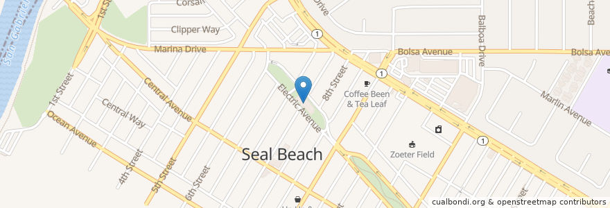 Mapa de ubicacion de Mary Wilson Branch Orange County Public Library en Amerika Birleşik Devletleri, Kaliforniya, Orange County, Seal Beach.
