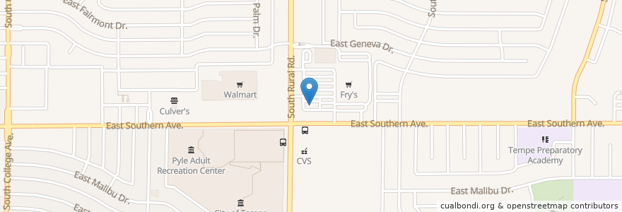 Mapa de ubicacion de Fry's Fuel en الولايات المتّحدة الأمريكيّة, أريزونا, Maricopa County, Tempe.