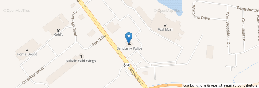 Mapa de ubicacion de Sandusky Police en الولايات المتّحدة الأمريكيّة, أوهايو, Erie County, Perkins Township.