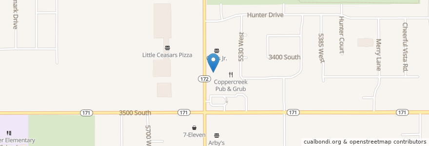 Mapa de ubicacion de Taco Bell en 미국, 유타 주, Salt Lake County, West Valley City.