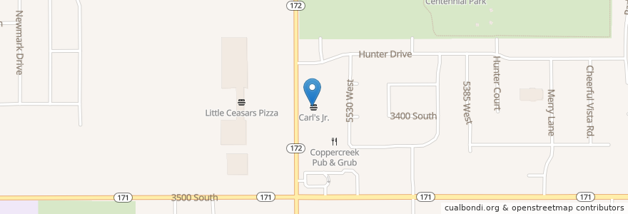 Mapa de ubicacion de Carl's Jr. en Estados Unidos De América, Utah, Salt Lake County, West Valley City.