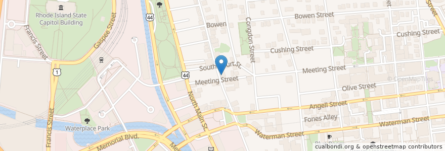 Mapa de ubicacion de DENDEN Asian Cafe en Estados Unidos De América, Rhode Island, Providence County, Providence.