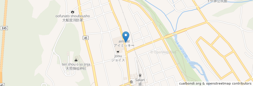 Mapa de ubicacion de 味楽苑 en ژاپن, 岩手県, 大船渡市.