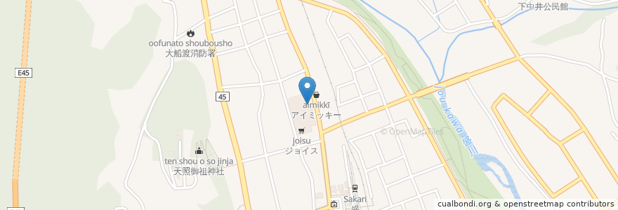 Mapa de ubicacion de 北日本銀行 大船渡支店 en Japon, Préfecture D'Iwate, 大船渡市.