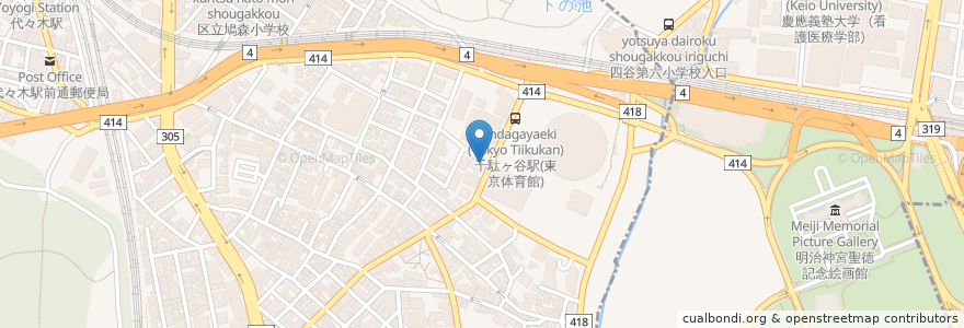 Mapa de ubicacion de 日高屋 en 日本, 東京都, 渋谷区.