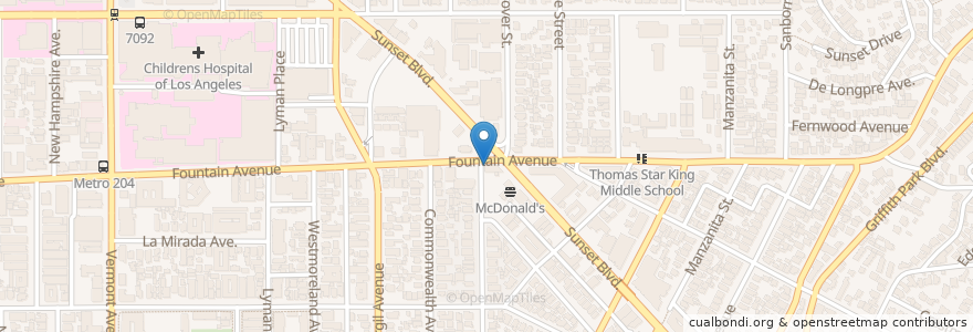 Mapa de ubicacion de The Kitchen en Amerika Syarikat, California, Los Angeles County, Los Angeles.