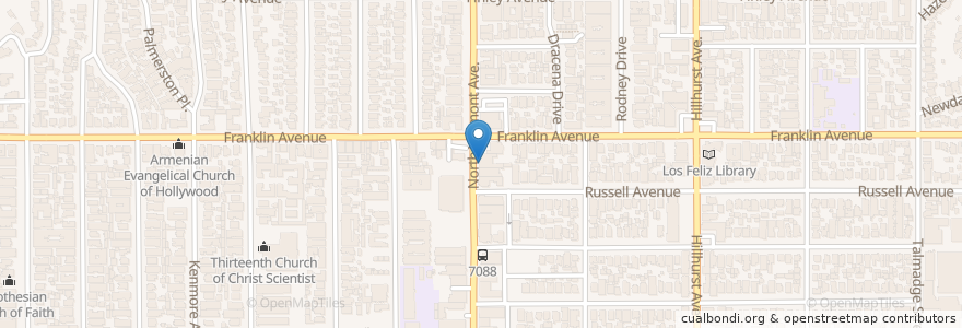 Mapa de ubicacion de Bru Coffeebar en Stati Uniti D'America, California, Los Angeles County, Los Angeles.