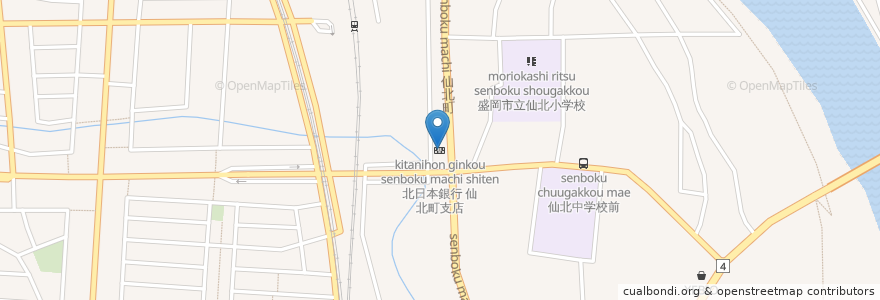 Mapa de ubicacion de 北日本銀行 仙北町支店 en 日本, 岩手県, 盛岡市.
