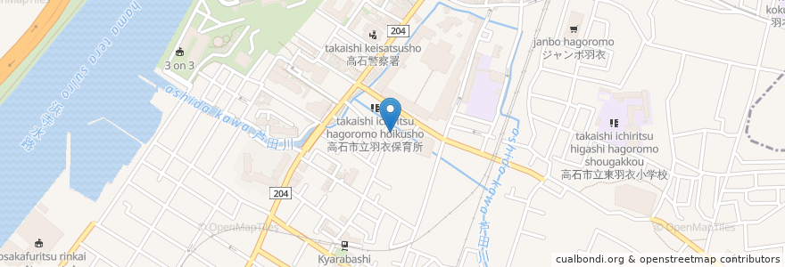Mapa de ubicacion de 大鳥羽衣浜神社 en Japan, 大阪府, 高石市.