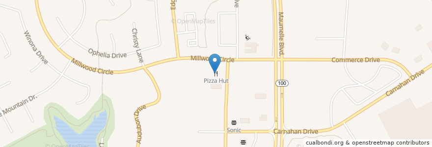 Mapa de ubicacion de Pizza Hut en アメリカ合衆国, アーカンソー州, Pulaski County, Maumelle, Maumelle.