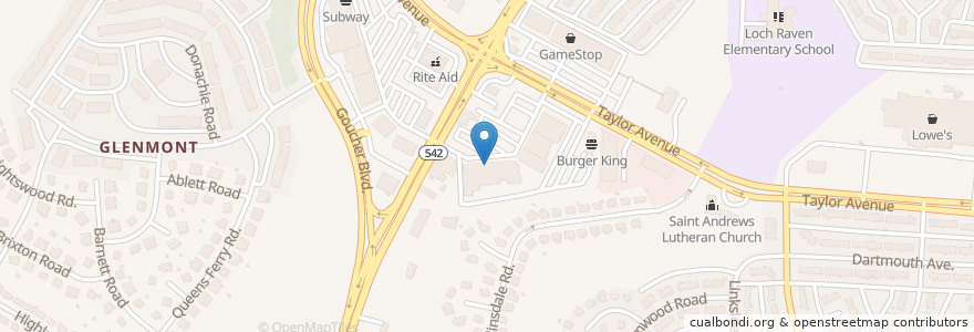 Mapa de ubicacion de Butter Chicken Restaurant en Vereinigte Staaten Von Amerika, Maryland, Baltimore County, Parkville.
