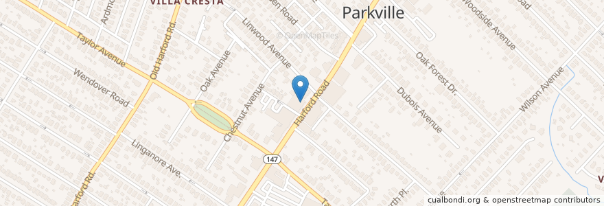 Mapa de ubicacion de Parkville Driving School en 美利坚合众国/美利堅合眾國, 马里兰州, Baltimore County, Parkville, Parkville.
