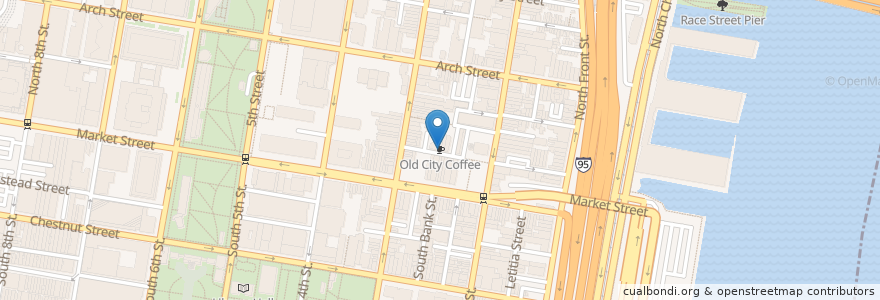 Mapa de ubicacion de Old City Coffee en Estados Unidos Da América, Pensilvânia, Philadelphia County, Philadelphia.