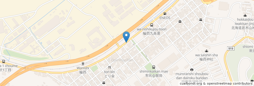 Mapa de ubicacion de 室蘭 信用 金庫 en Japon, Préfecture De Hokkaidō, 胆振総合振興局, 室蘭市.
