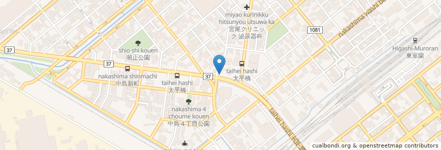 Mapa de ubicacion de トヨタ レンタリース 新札幌 en Japan, Hokkaido Prefecture, Iburi Subprefecture, Muroran.