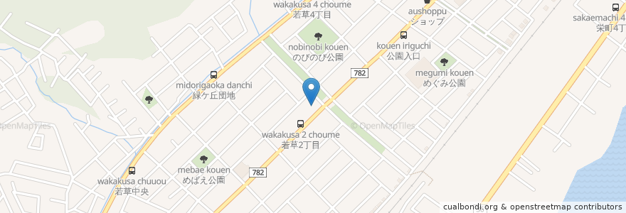 Mapa de ubicacion de 室蘭 信用 金庫 en اليابان, محافظة هوكايدو, 胆振総合振興局, 登別市.