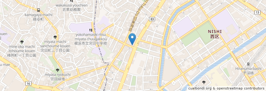 Mapa de ubicacion de Domino Pizza en Japón, Prefectura De Kanagawa, Yokohama, Barrio Nishi.