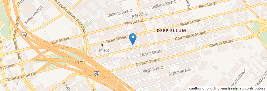 Mapa de ubicacion de Buzzbrews Kitchen & Bar en Соединённые Штаты Америки, Техас, Dallas, Dallas County.