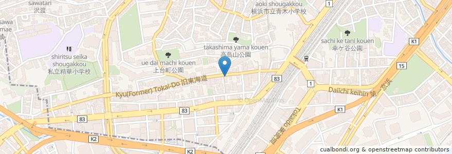 Mapa de ubicacion de 料亭 田中家 en 日本, 神奈川県, 横浜市, 神奈川区.