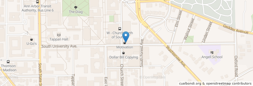 Mapa de ubicacion de Jimmy John's en Estados Unidos Da América, Michigan, Washtenaw County, Ann Arbor.