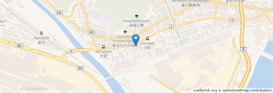 Mapa de ubicacion de 大正軒 en 日本, 岩手県, 釜石市.