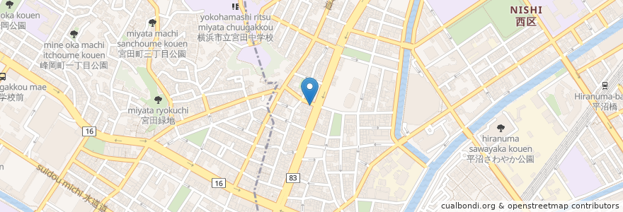 Mapa de ubicacion de 中華そば 皆楽亭 en 일본, 가나가와현, 요코하마시, 西区.