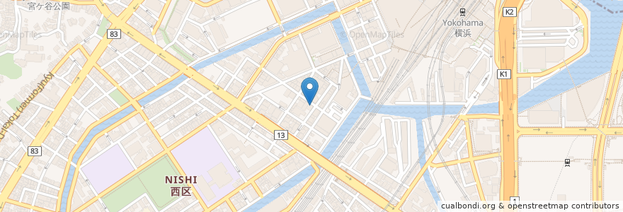 Mapa de ubicacion de 豚そば 秀吉 en ژاپن, 神奈川県, 横浜市, 西区.
