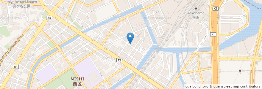 Mapa de ubicacion de ラーメン 横浜家 en Japão, 神奈川県, 横浜市, 西区.