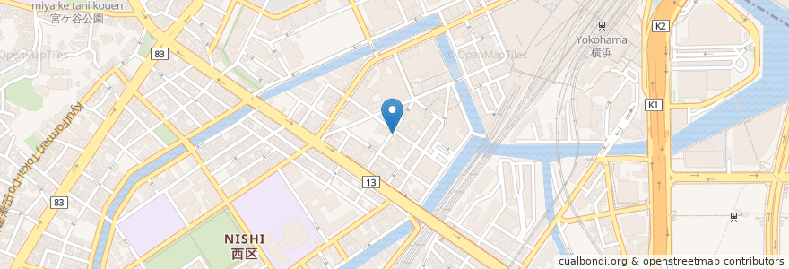 Mapa de ubicacion de すき家 en 日本, 神奈川縣, 横滨市, 西区.