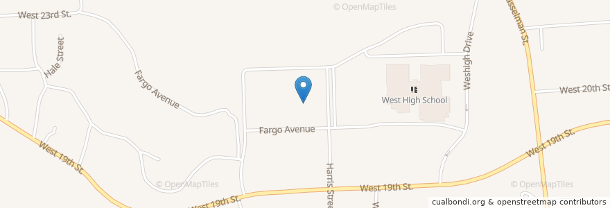 Mapa de ubicacion de West Middle School en Amerika Syarikat, Iowa, Woodbury County, Sioux City.