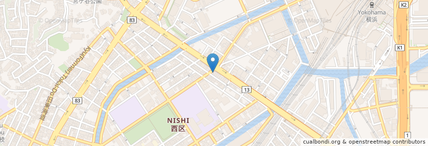 Mapa de ubicacion de ラーメン 横浜家 en Japón, Prefectura De Kanagawa, Yokohama, Barrio Nishi.