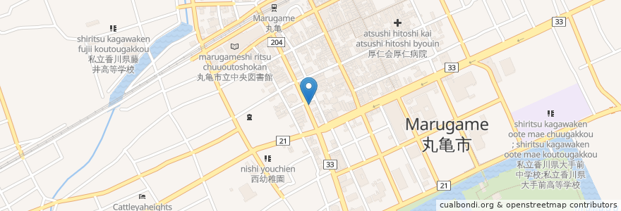 Mapa de ubicacion de ふじもと歯科 en Япония, Кагава, 丸亀市.
