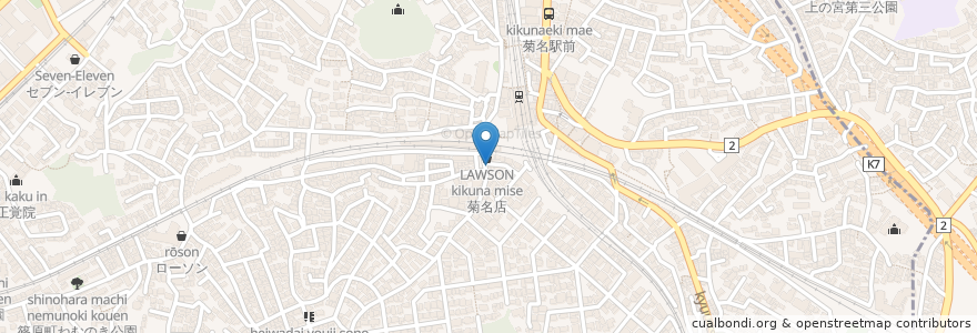 Mapa de ubicacion de 菊名調剤薬局 en Japan, 神奈川県, Yokohama, 港北区.