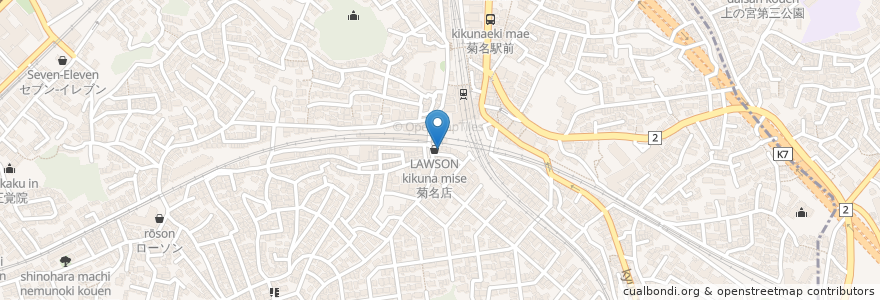Mapa de ubicacion de 菊名駅前クリニック en Japan, Kanagawa Prefecture, Yokohama, Kohoku Ward.