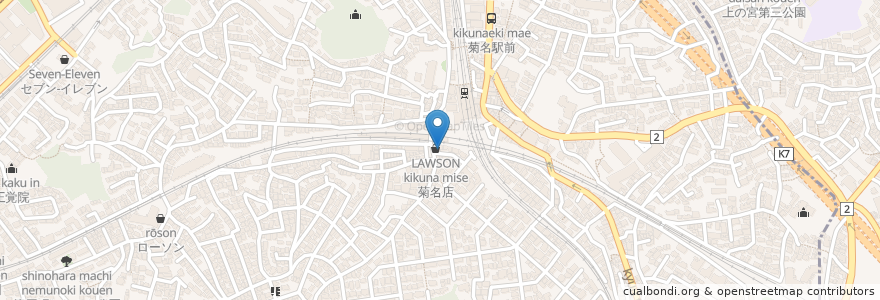 Mapa de ubicacion de 菊名形成外科・皮フ科 en Giappone, Prefettura Di Kanagawa, 横浜市, 港北区.