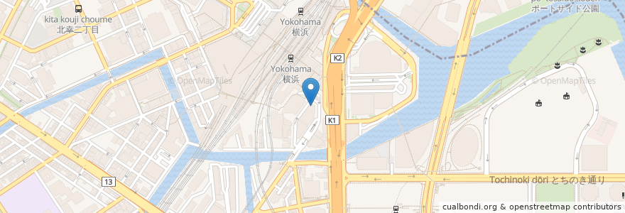 Mapa de ubicacion de 崎陽軒 en 일본, 가나가와현, 요코하마시, 西区, 神奈川区.