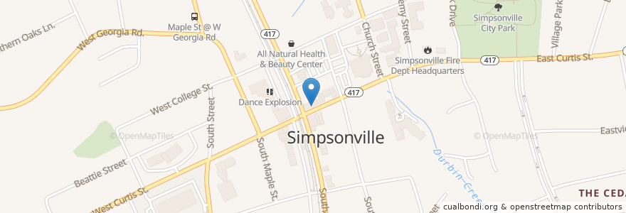 Mapa de ubicacion de Unterhausen Pub en United States, South Carolina, Greenville County, Simpsonville.