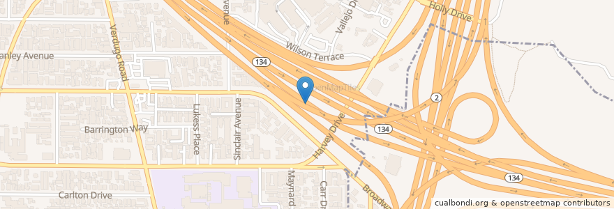 Mapa de ubicacion de Glendale Park & Ride en アメリカ合衆国, カリフォルニア州, Los Angeles County, Glendale.