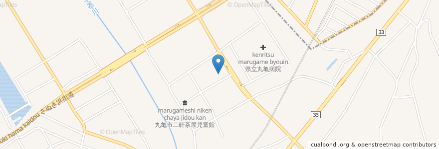 Mapa de ubicacion de 手打ちうどんさぬき麺輝屋土器店 en 日本, 香川県, 丸亀市.