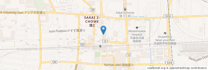 Mapa de ubicacion de 森医院 en Japan, 東京都, 武蔵野市.