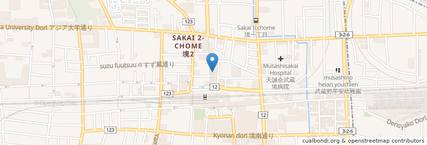 Mapa de ubicacion de 焼肉ハウス 昌里亭 en Japonya, 東京都, 武蔵野市.