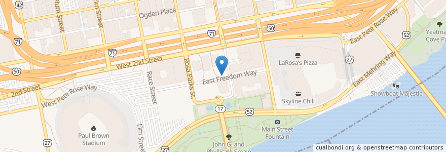 Mapa de ubicacion de Red Bike - Freedom Center en United States, Kentucky, Hamilton County, Cincinnati.
