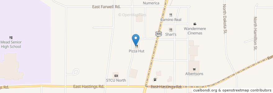 Mapa de ubicacion de Pizza Hut en United States, Washington, Spokane County.
