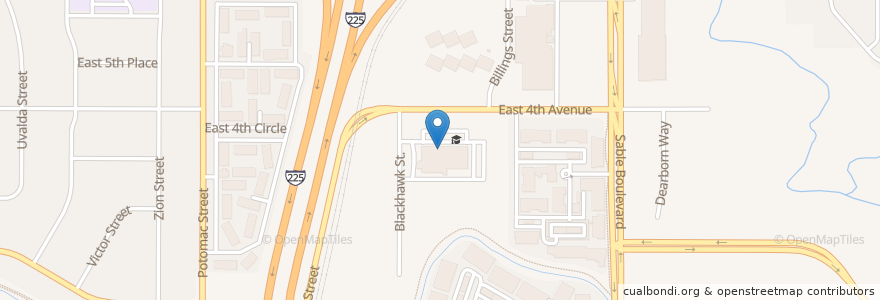 Mapa de ubicacion de High Tech Institute en 美利坚合众国/美利堅合眾國, 科罗拉多州 / 科羅拉多州, Arapahoe County, Aurora.