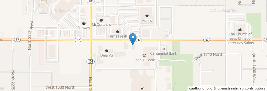 Mapa de ubicacion de Starbucks en Amerika Syarikat, Utah, Davis County, Clinton.