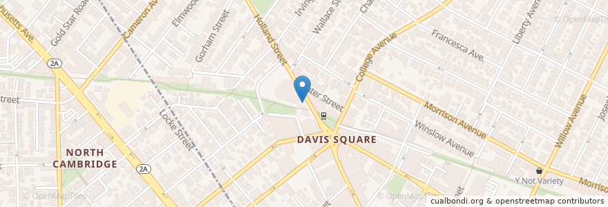 Mapa de ubicacion de Blue Bikes - Davis Square en Amerika Syarikat, Massachusetts, Middlesex County.
